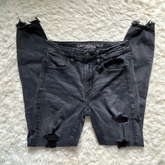 American Eagle Outfitters Denim - American Eagle Outfitters Charcoal Distressed Skinny Jeans
